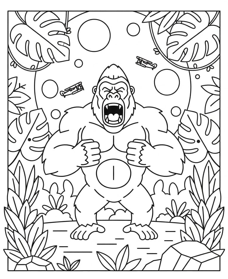 King Kong simpel Tegninger til Farvelægning