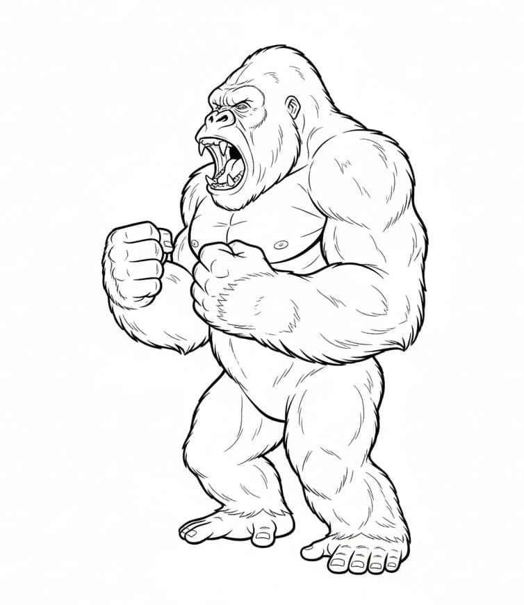 King Kong stærk Tegninger til Farvelægning