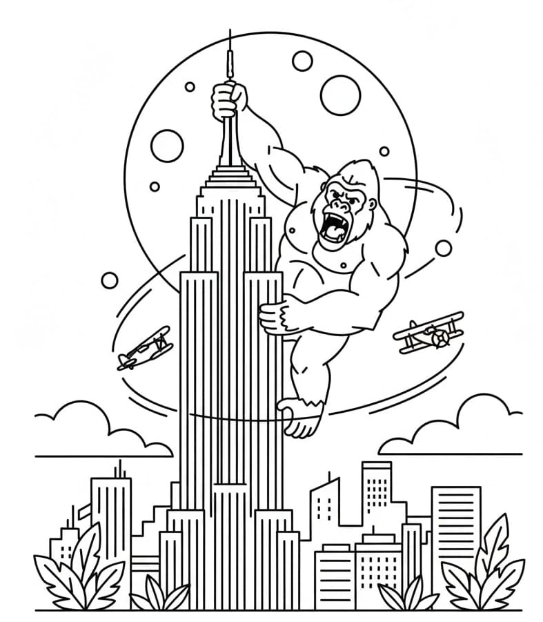 King Kong-tryk Tegninger til Farvelægning