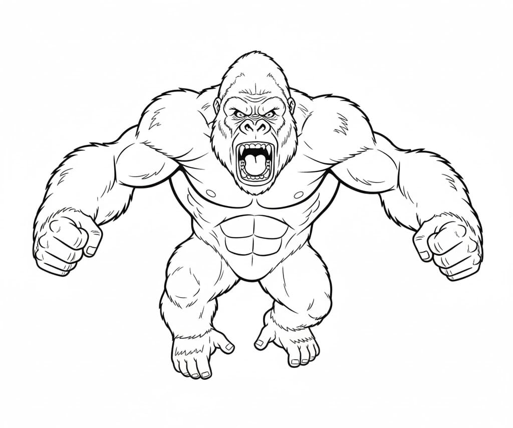 King Kong vred Tegninger til Farvelægning