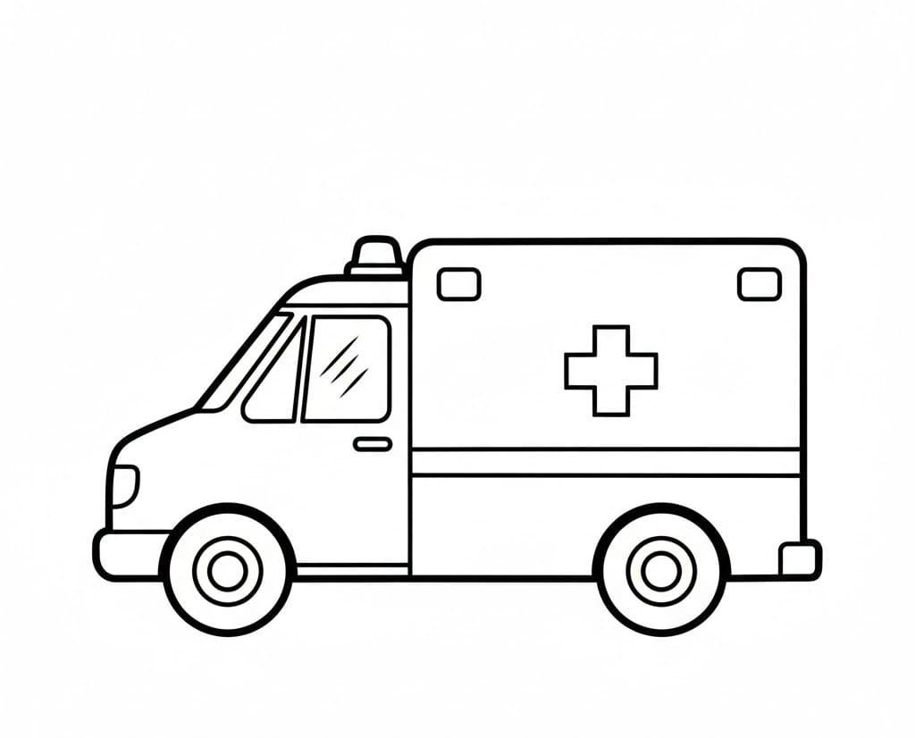 Minimalistisk Ambulance Tegninger til Farvelægning