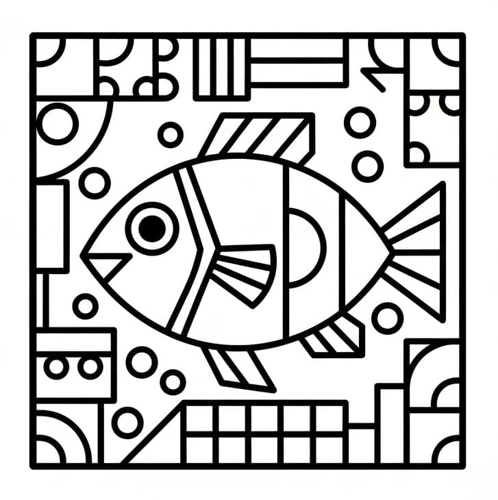 Mosaikfisk Tegninger til Farvelægning