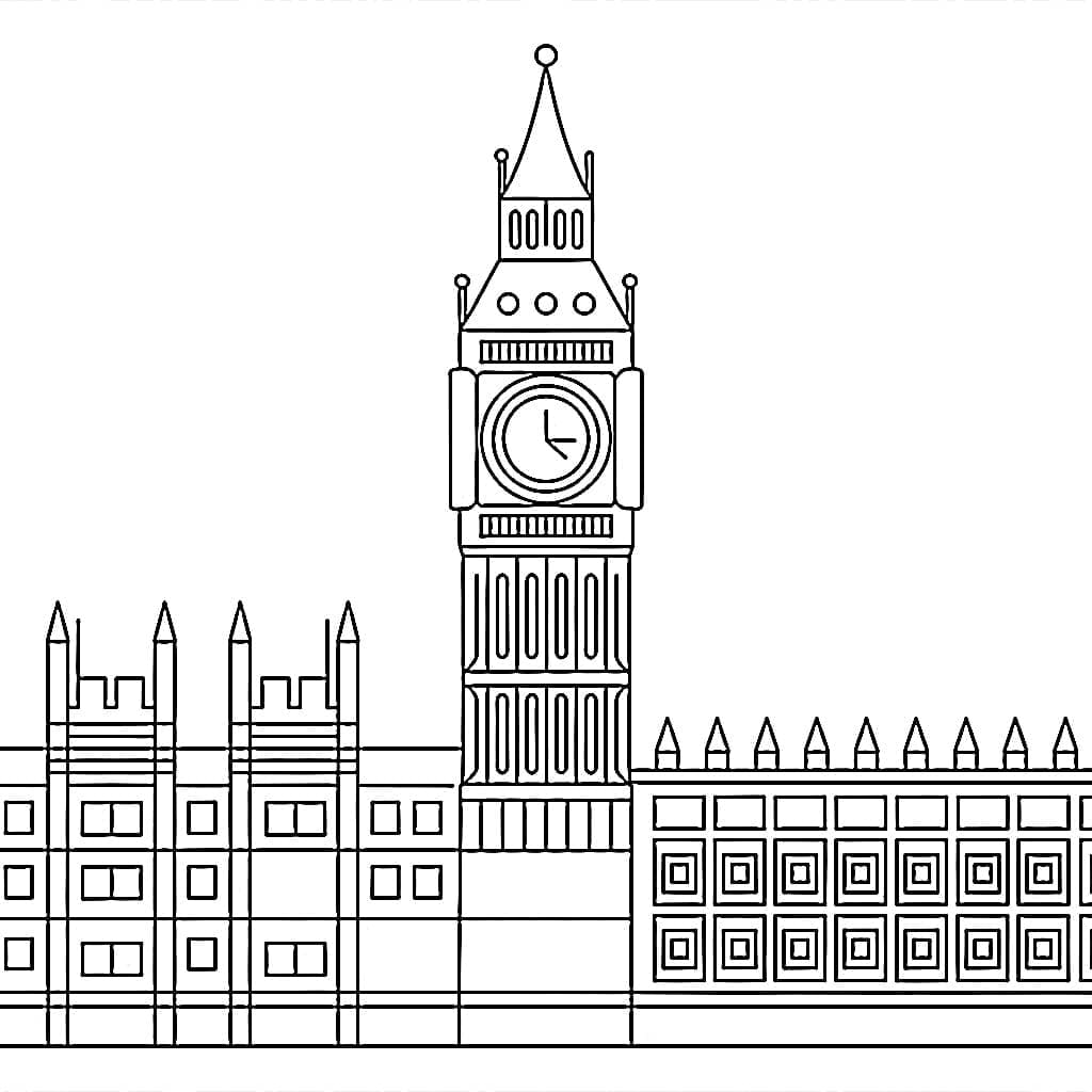 Nem Big Ben Tegninger til Farvelægning