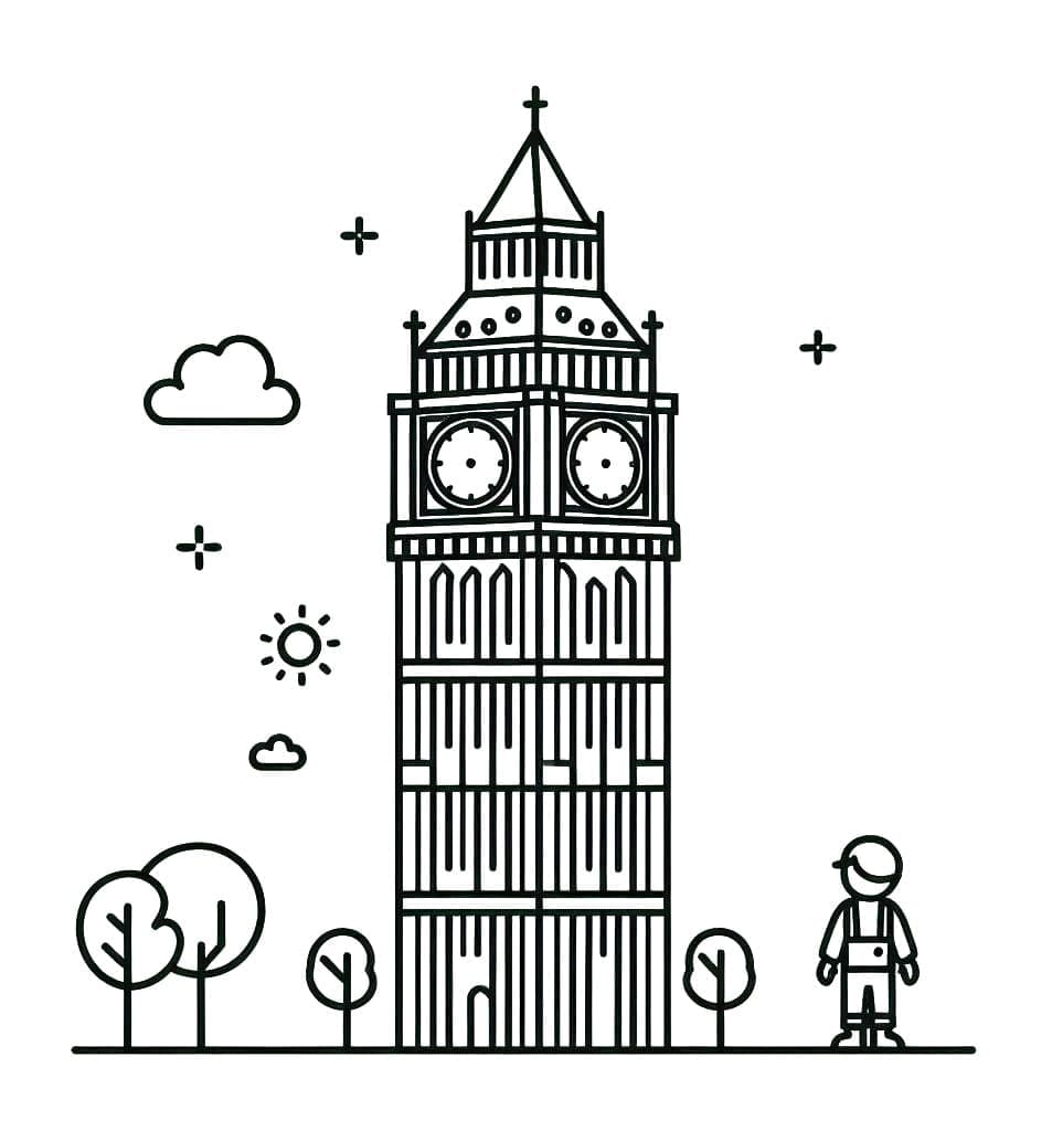 Perfekt Big Ben Tegninger til Farvelægning