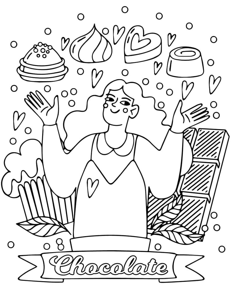 Pige Chokolade Tegninger til Farvelægning
