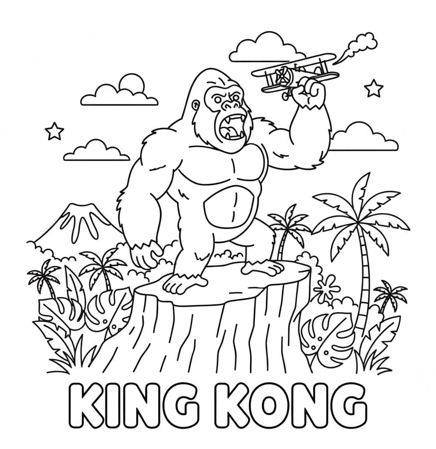 Printbar gratis King Kong Tegninger til Farvelægning