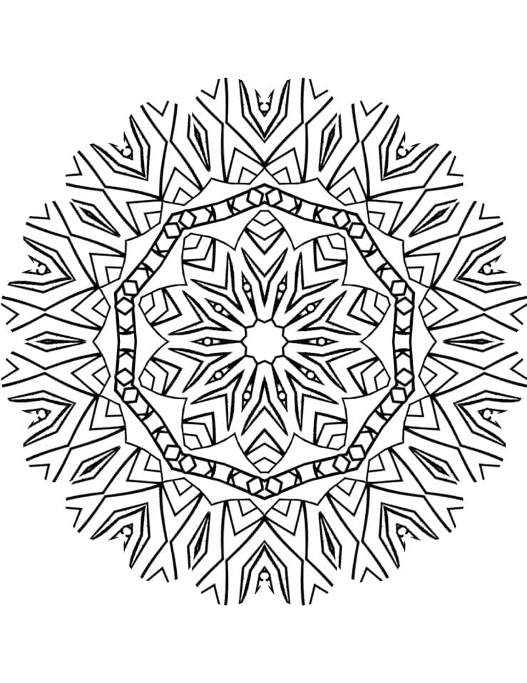 Printbar kalejdoskopmandala Tegninger til Farvelægning