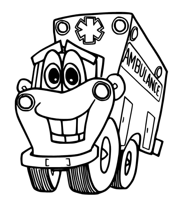 Sjov ambulance Tegninger til Farvelægning