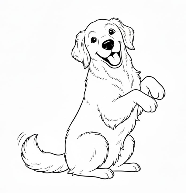 Sjov golden retriever Tegninger til Farvelægning