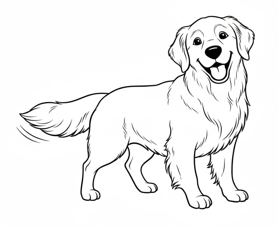 Sjov med en Golden Retriever Tegninger til Farvelægning