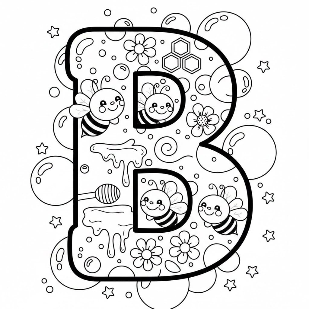 Sjovt bogstav B Tegninger til Farvelægning