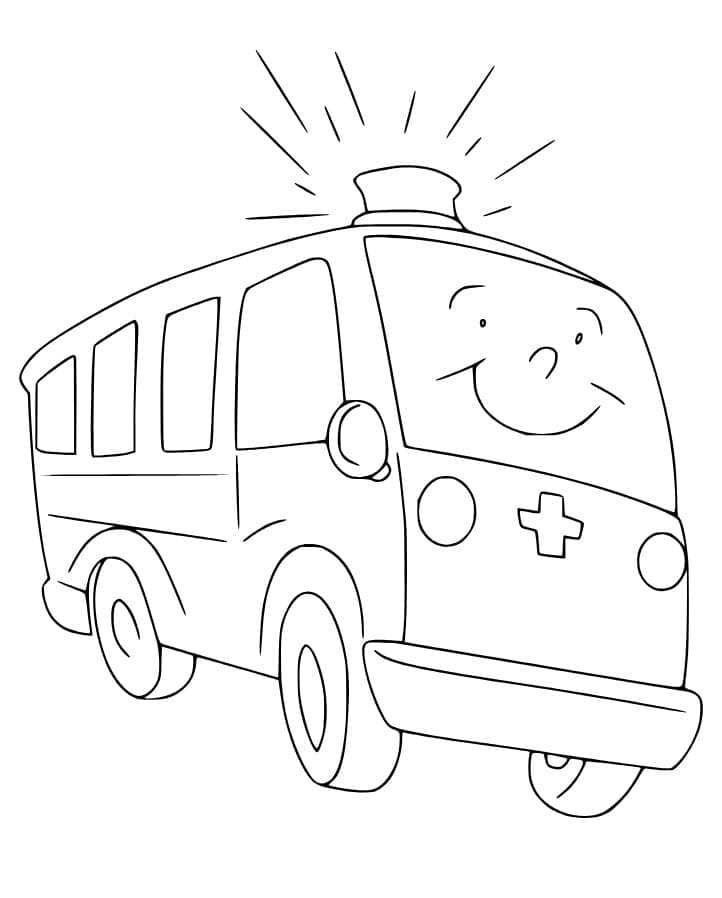 Smilende ambulance Tegninger til Farvelægning