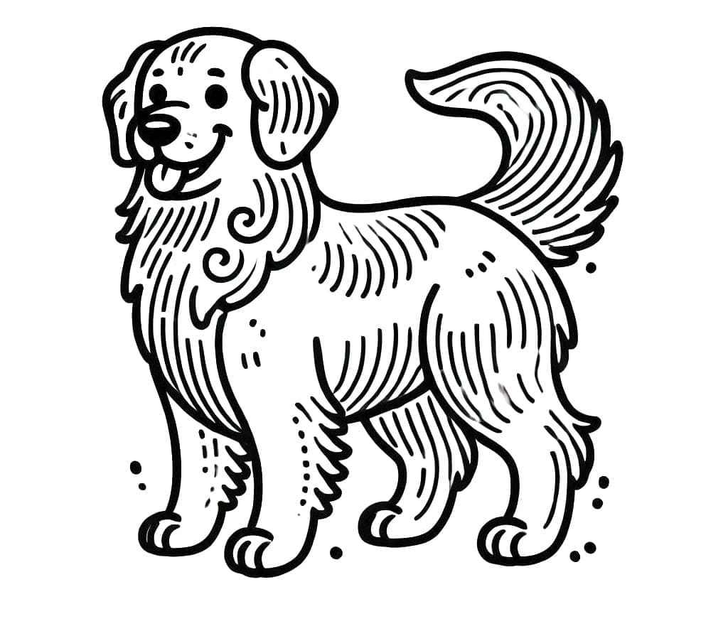 Smilende Golden Retriever Tegninger til Farvelægning