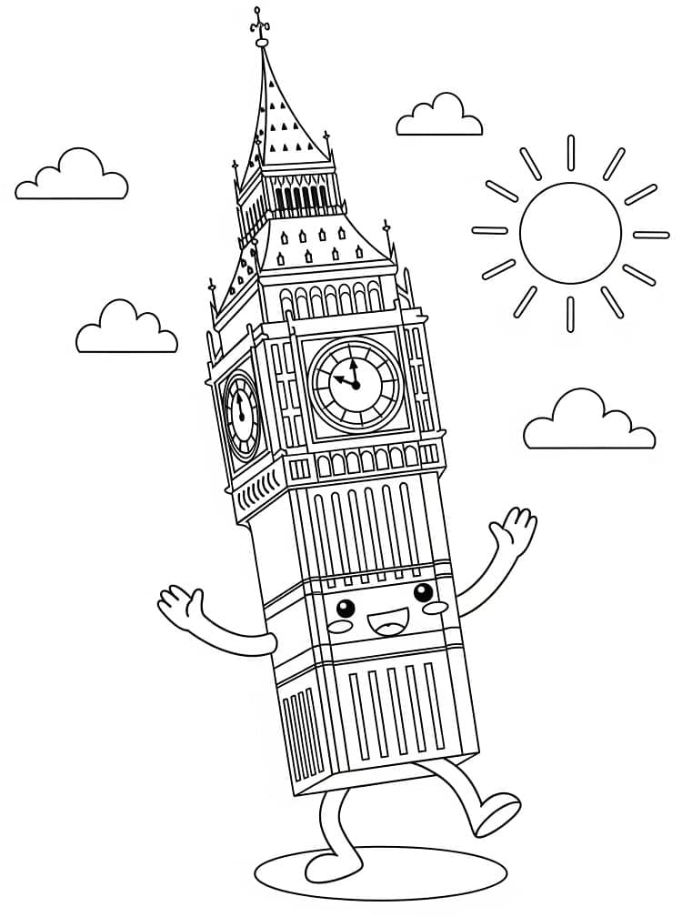 Sød Big Ben Tegninger til Farvelægning