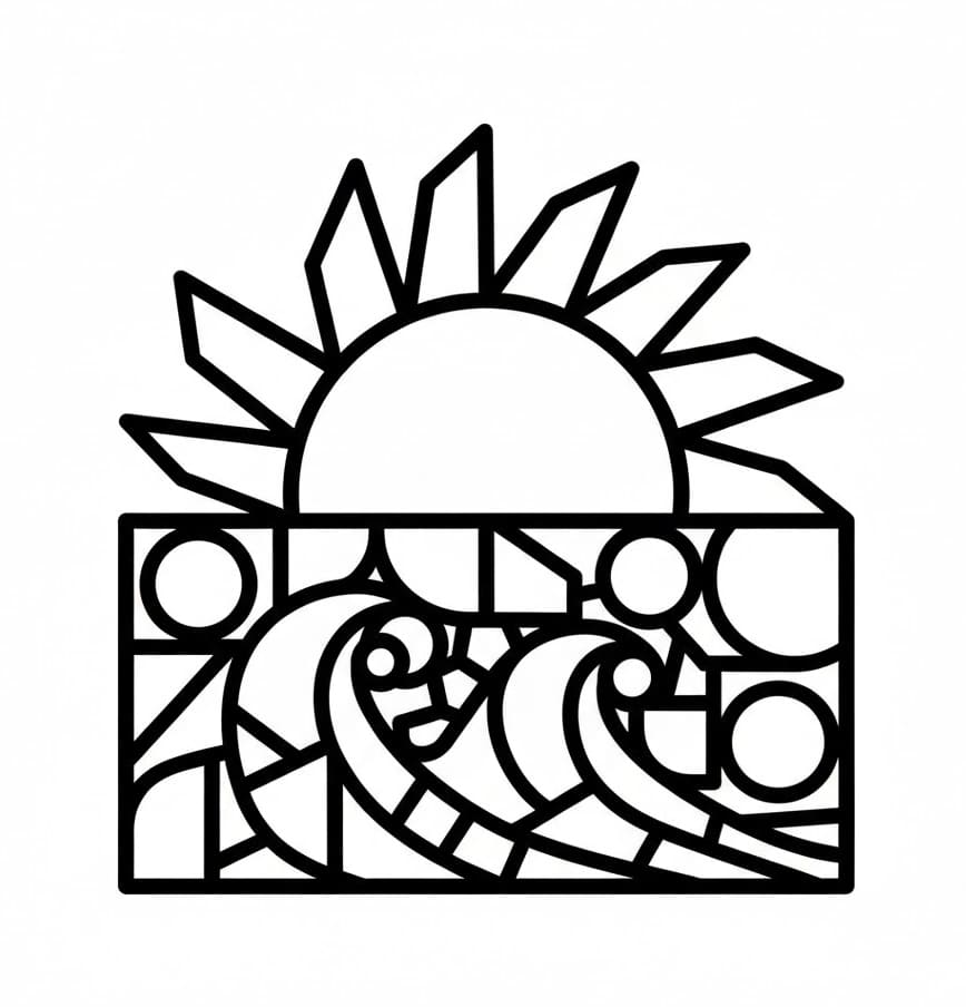 Solmosaik gratis Tegninger til Farvelægning