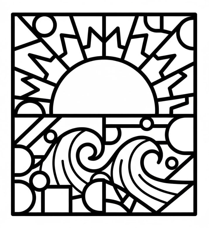 Solmosaiktryk Tegninger til Farvelægning