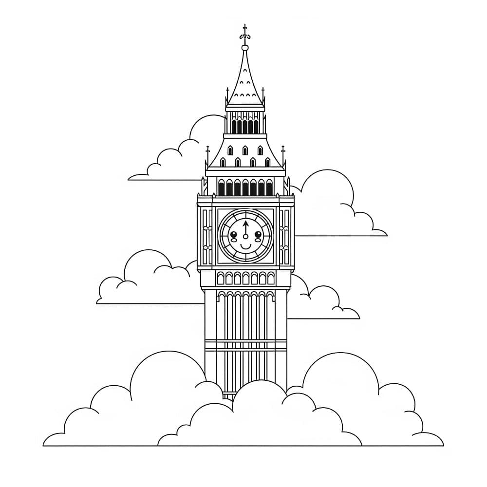 Tegneserie Big Ben Tegninger til Farvelægning