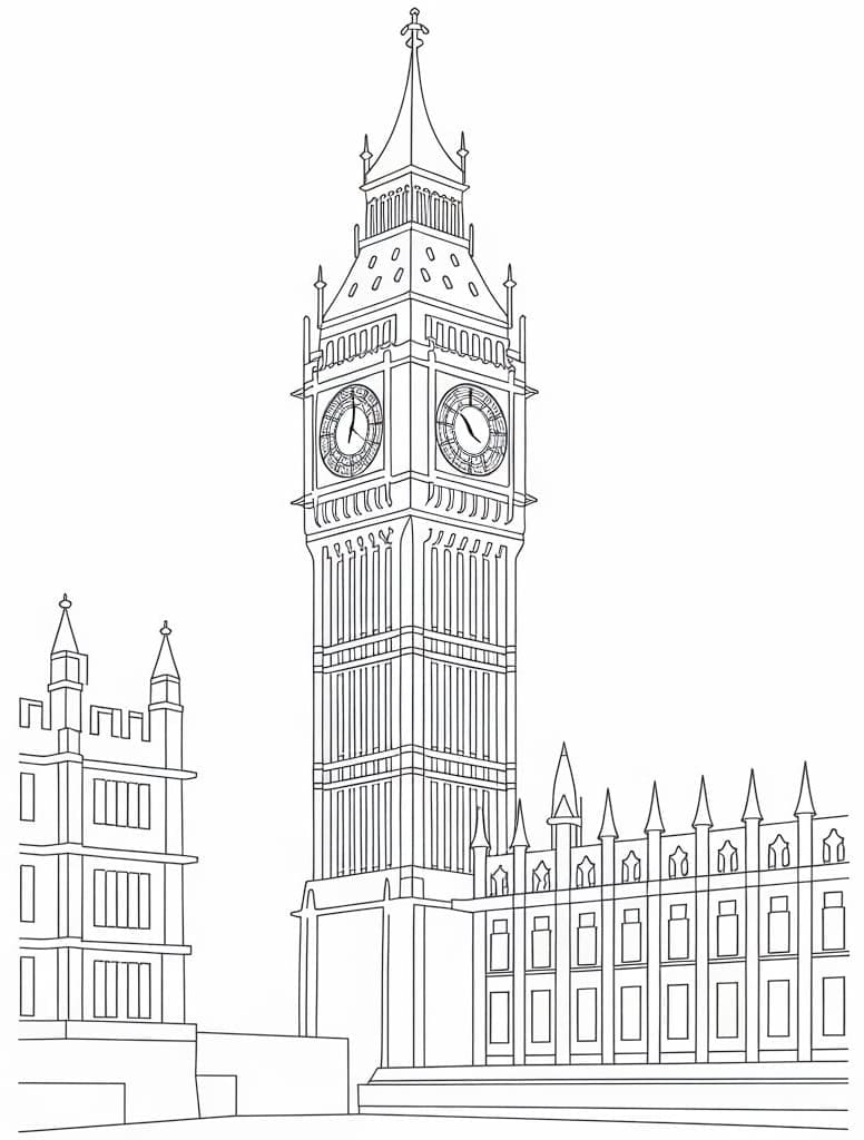 Udskriv Big Ben Tegninger til Farvelægning