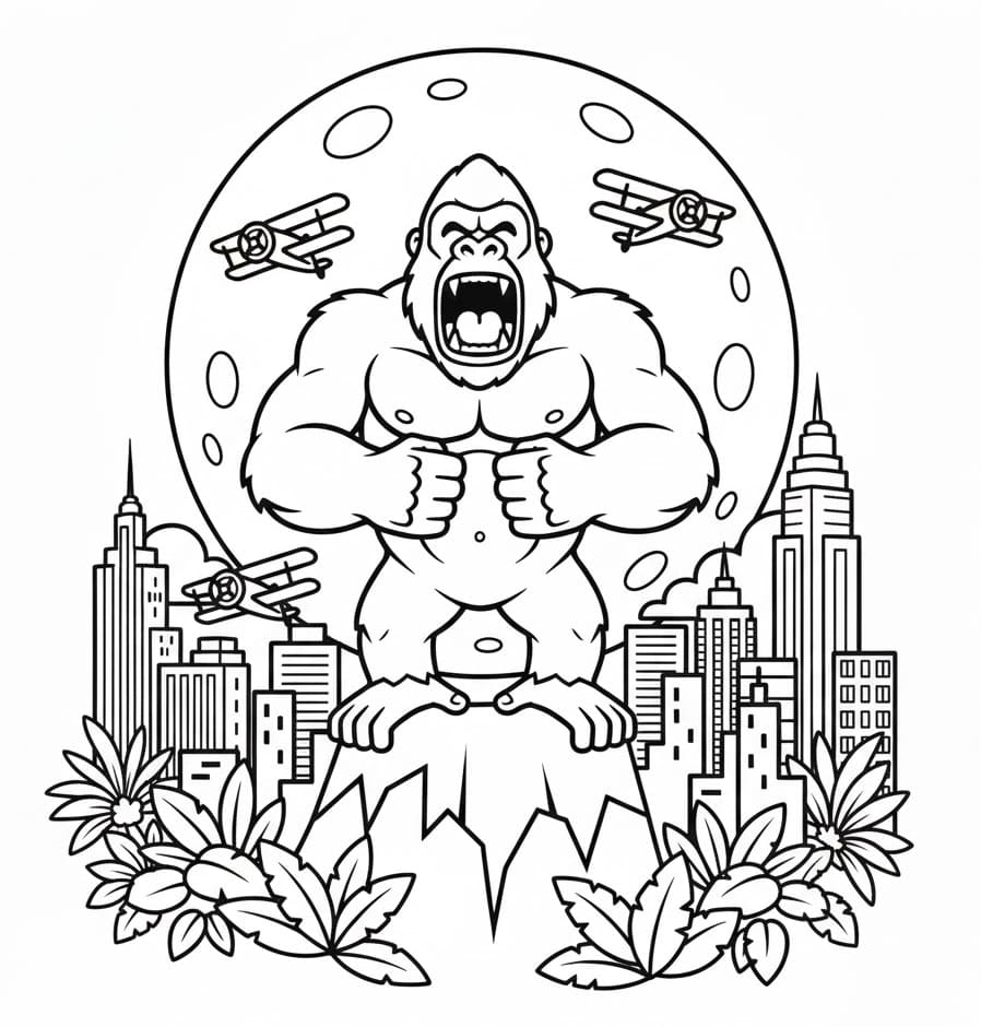 Udskriv King Kong Tegninger til Farvelægning