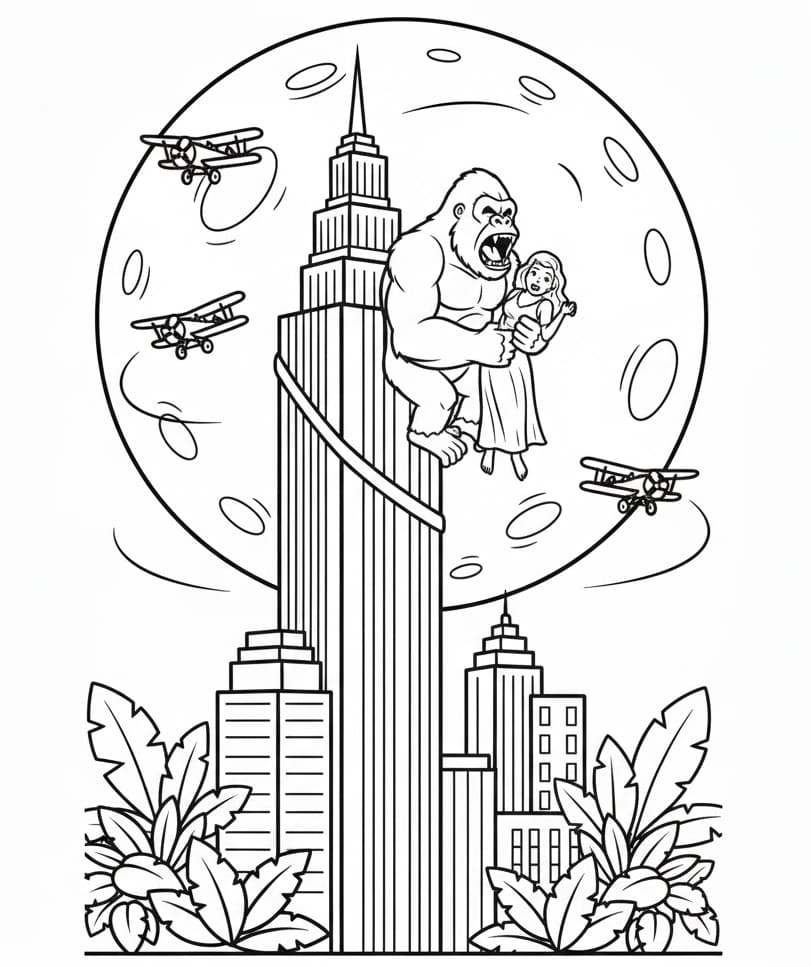 Udskriv King Kong gratis Tegninger til Farvelægning