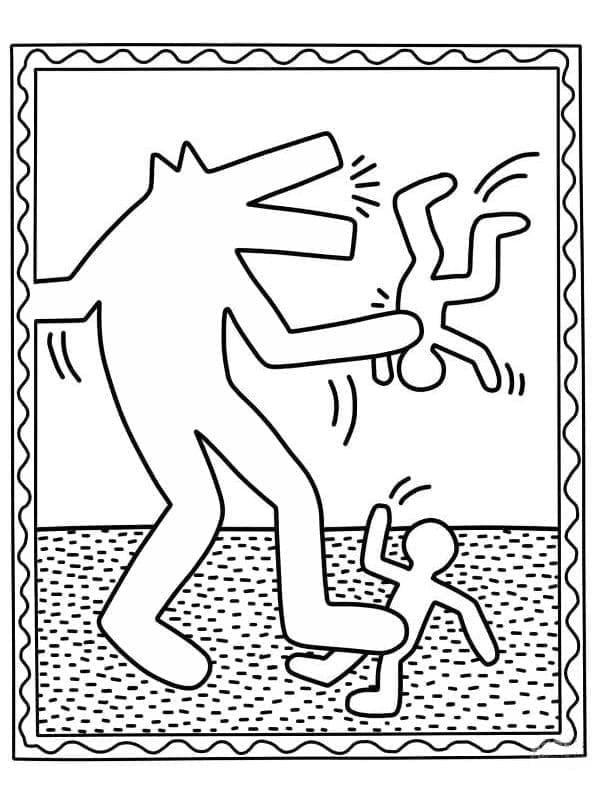 Ulv af Keith Haring Tegninger til Farvelægning