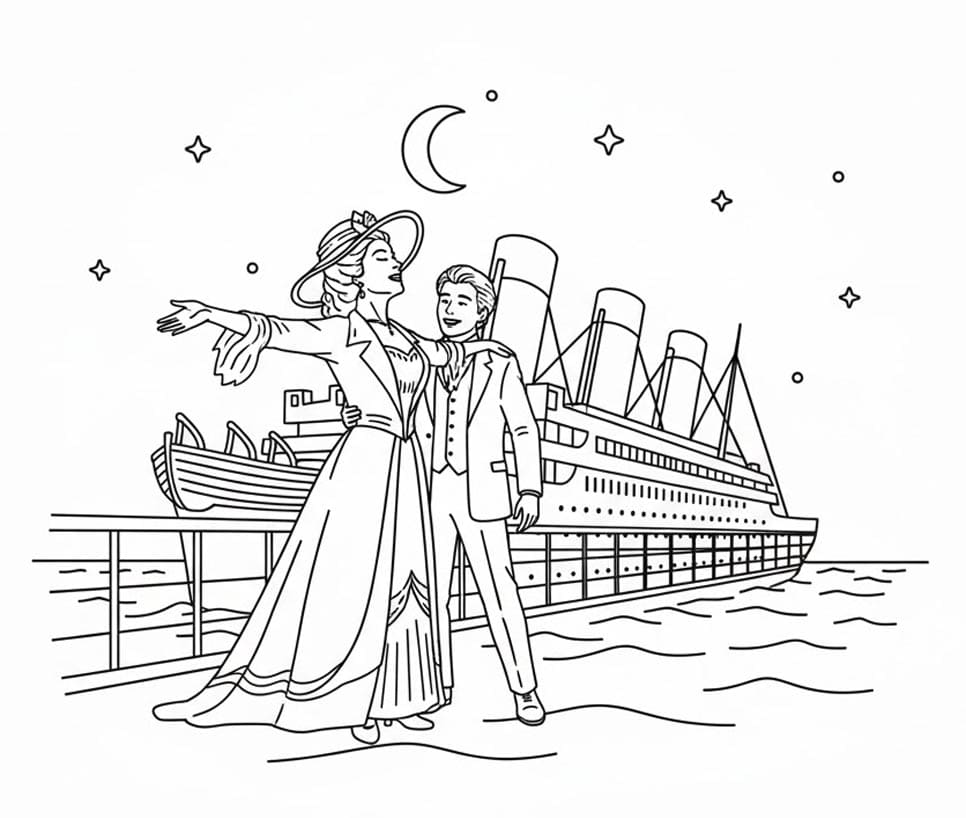 Afsked ved Titanic Tegninger til Farvelægning