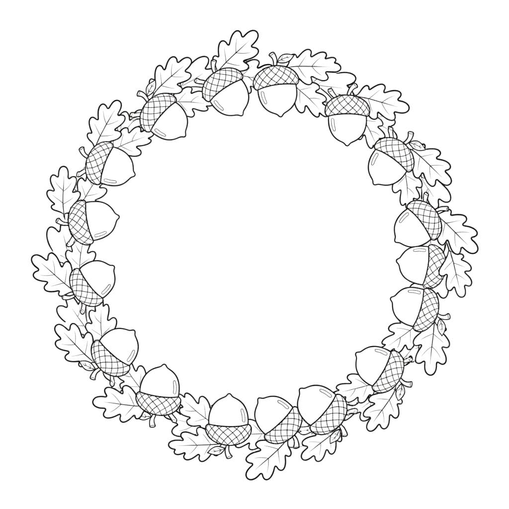 Agern Krans Tegninger til Farvelægning