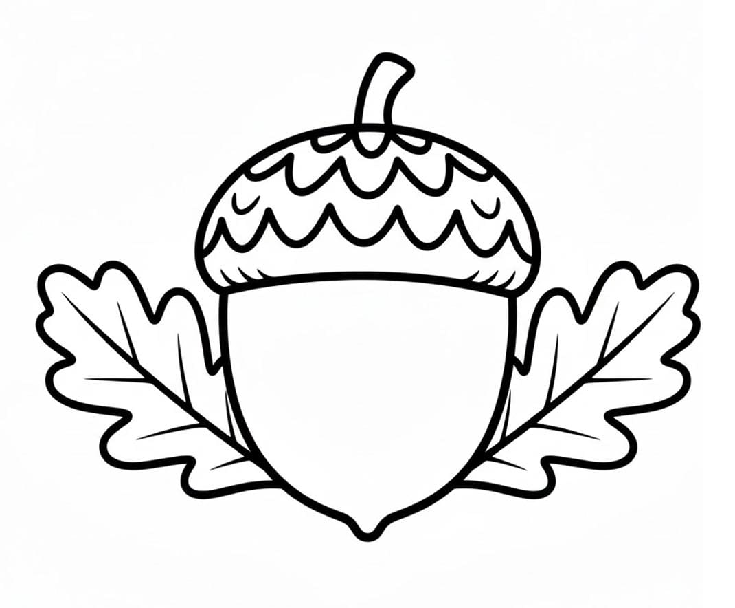 Agern Med Egegrene Tegninger til Farvelægning