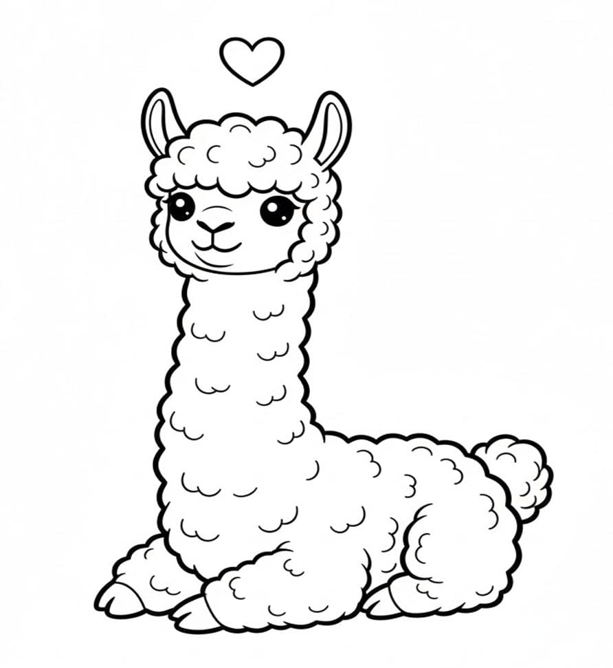 Alpaka Der Hviler Tegninger til Farvelægning