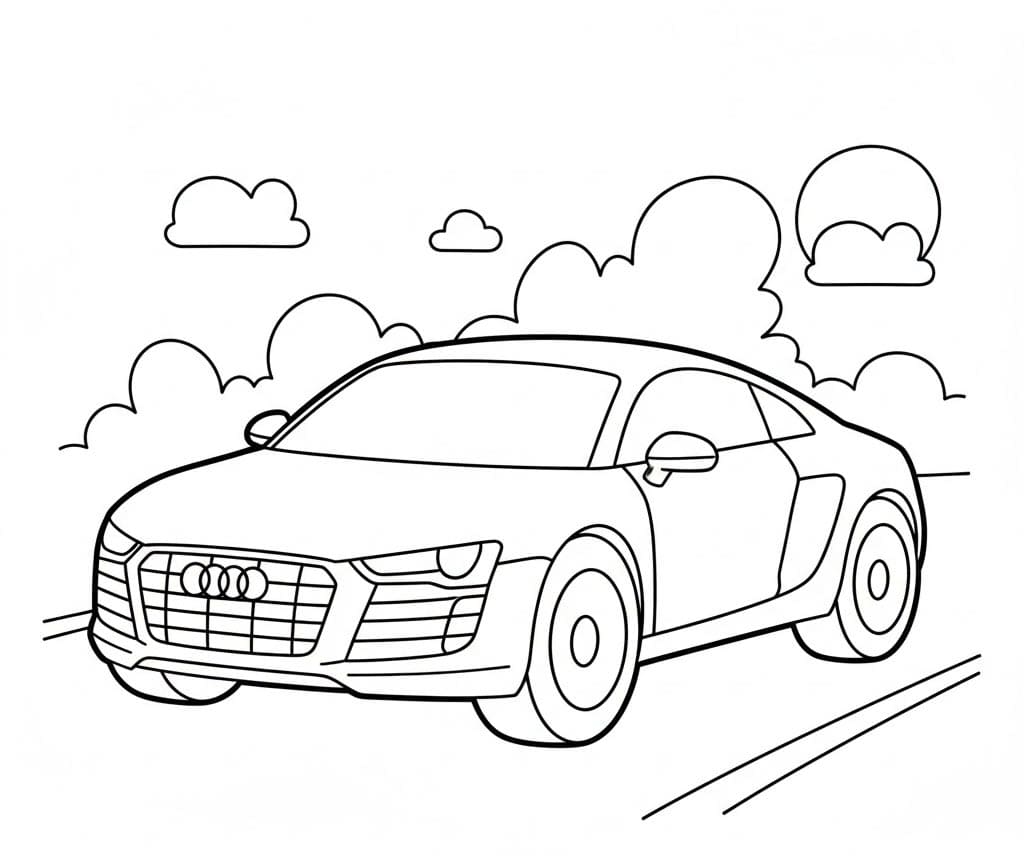 Audi På Vejen Tegninger til Farvelægning