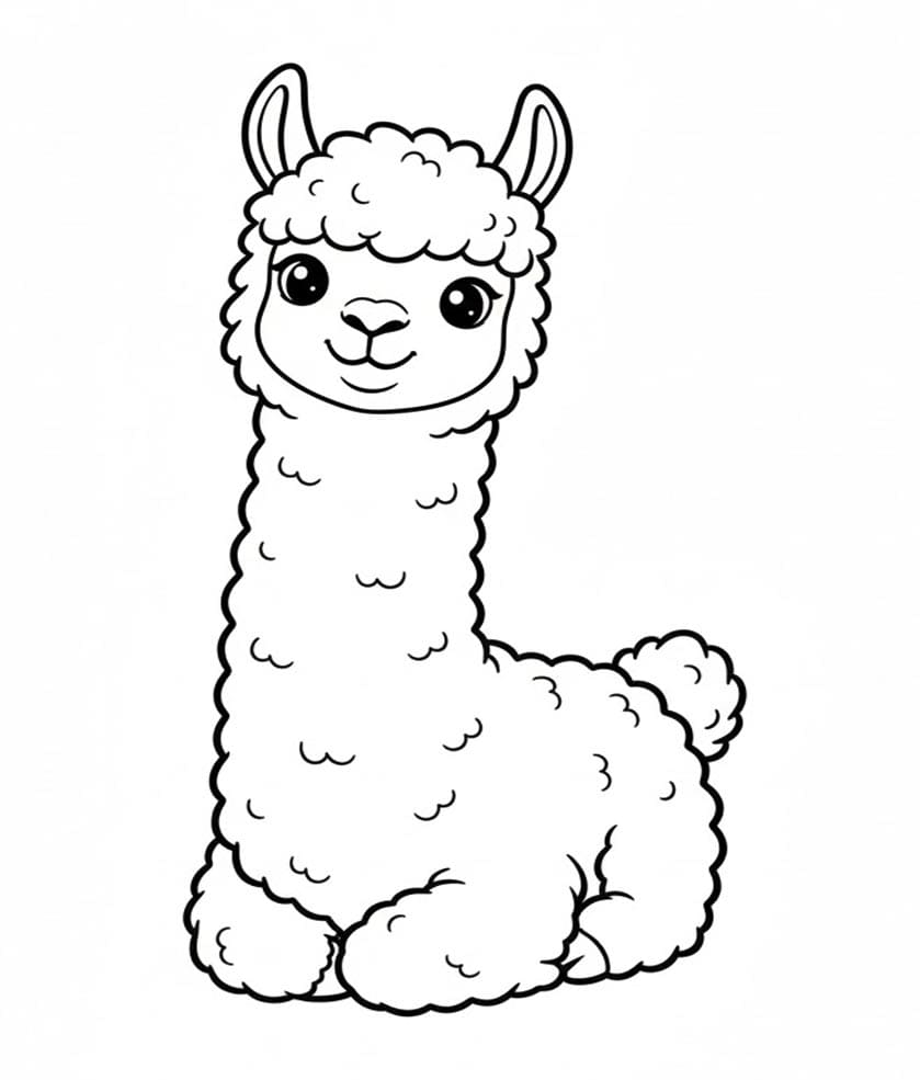 Blid Alpaka Tegninger til Farvelægning