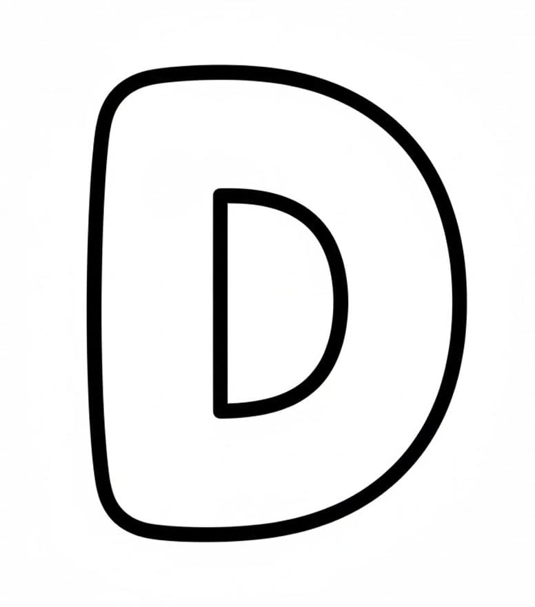 Bogstav D Enkel Tegninger til Farvelægning