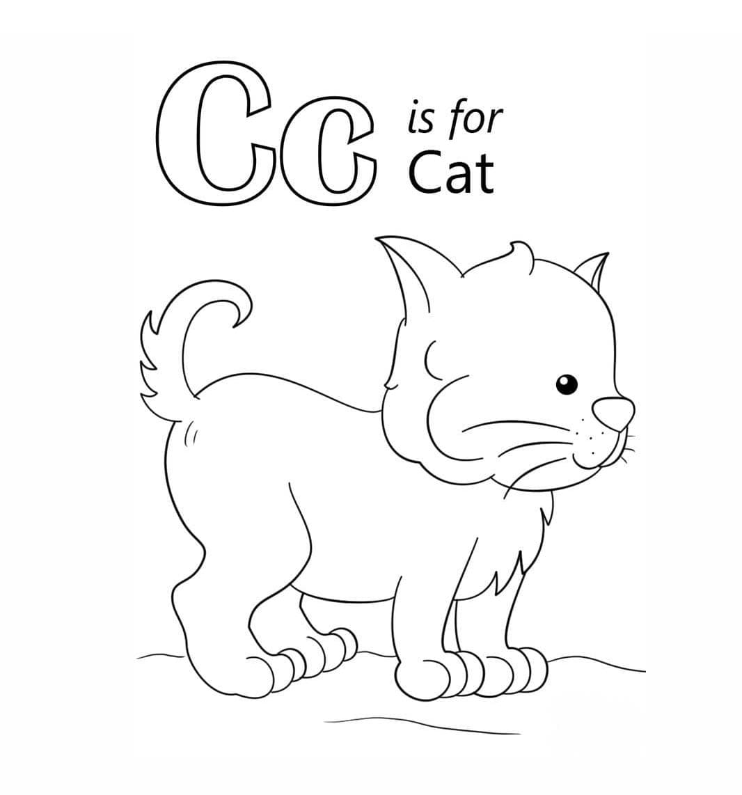 Bogstavet C er for kat Tegninger til Farvelægning