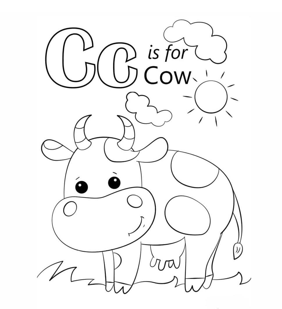 Bogstavet C er for ko Tegninger til Farvelægning