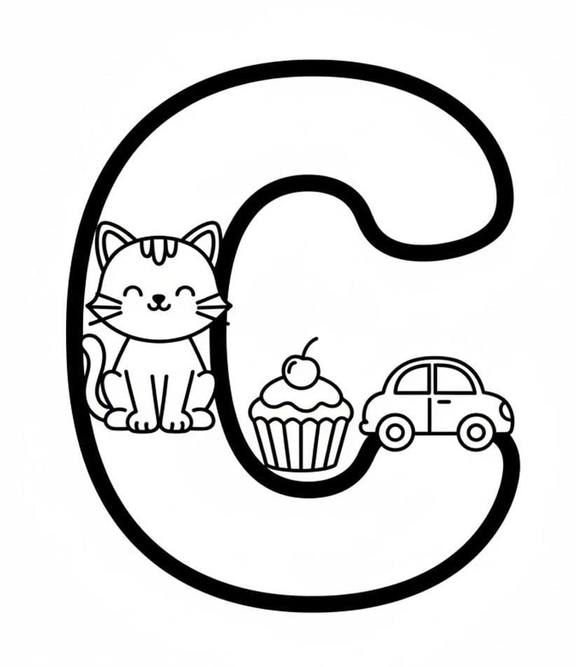 Bogstavet C gratis Tegninger til Farvelægning