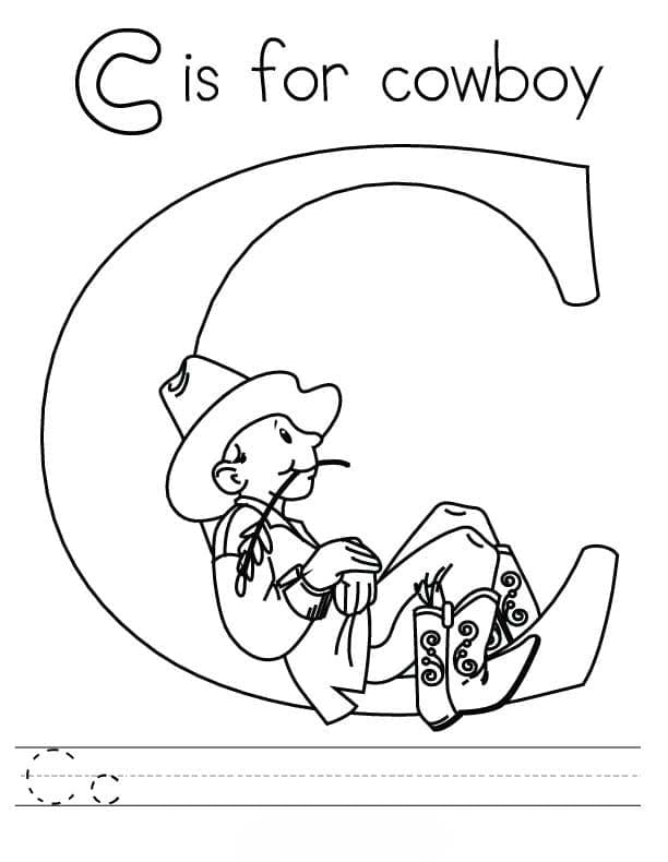 Bogstavet C står for Cowboy Tegninger til Farvelægning