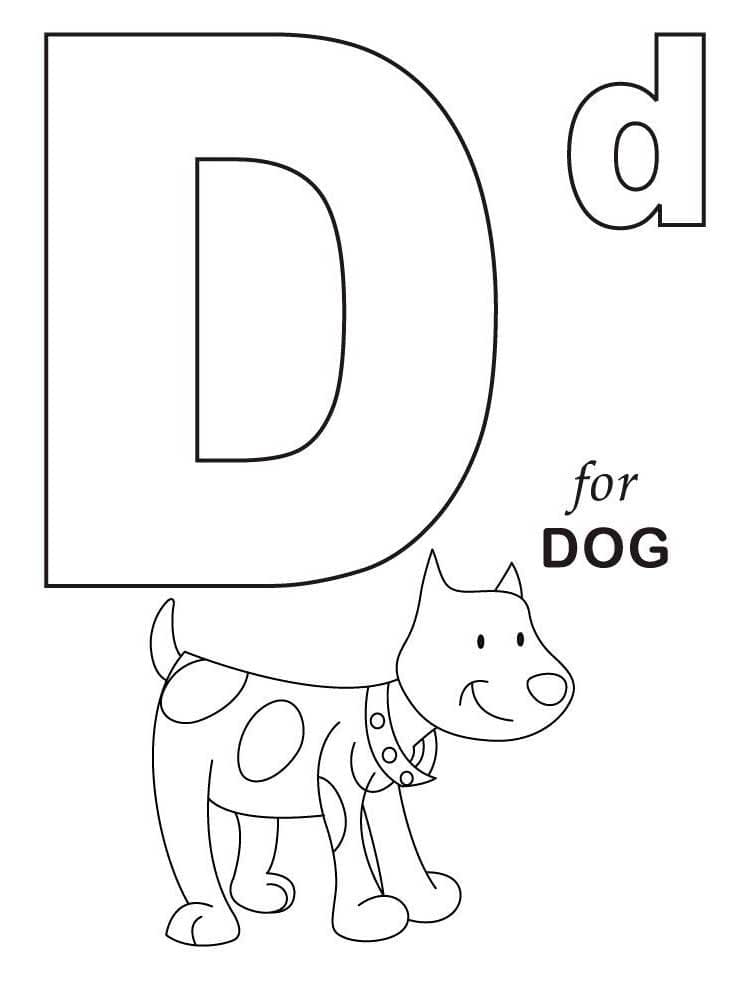 Bogstavet D for hund Tegninger til Farvelægning
