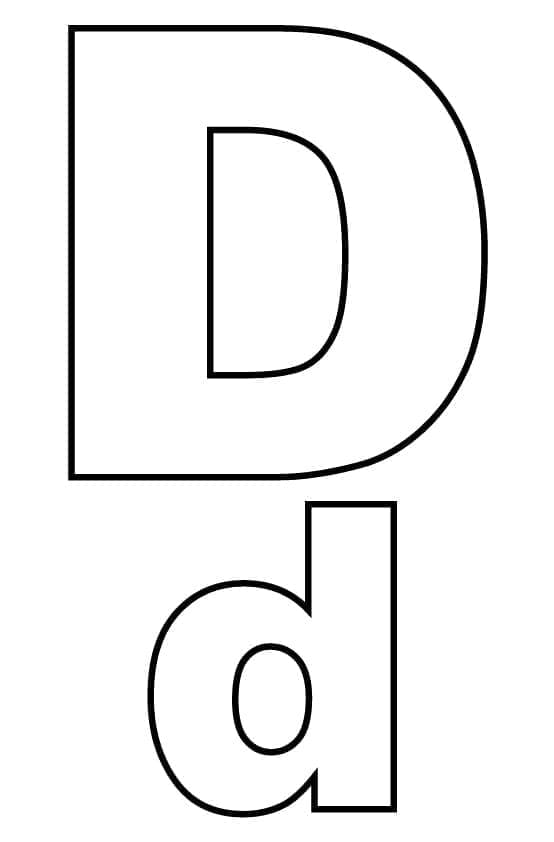Bogstavet D gratis for børn Tegninger til Farvelægning