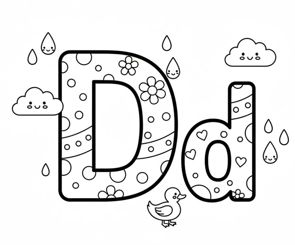 D og d med Regn Tegninger til Farvelægning