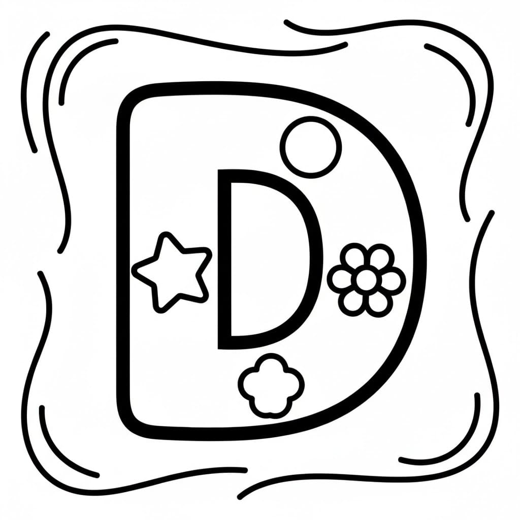 Dekorativt Bogstav D Tegninger til Farvelægning