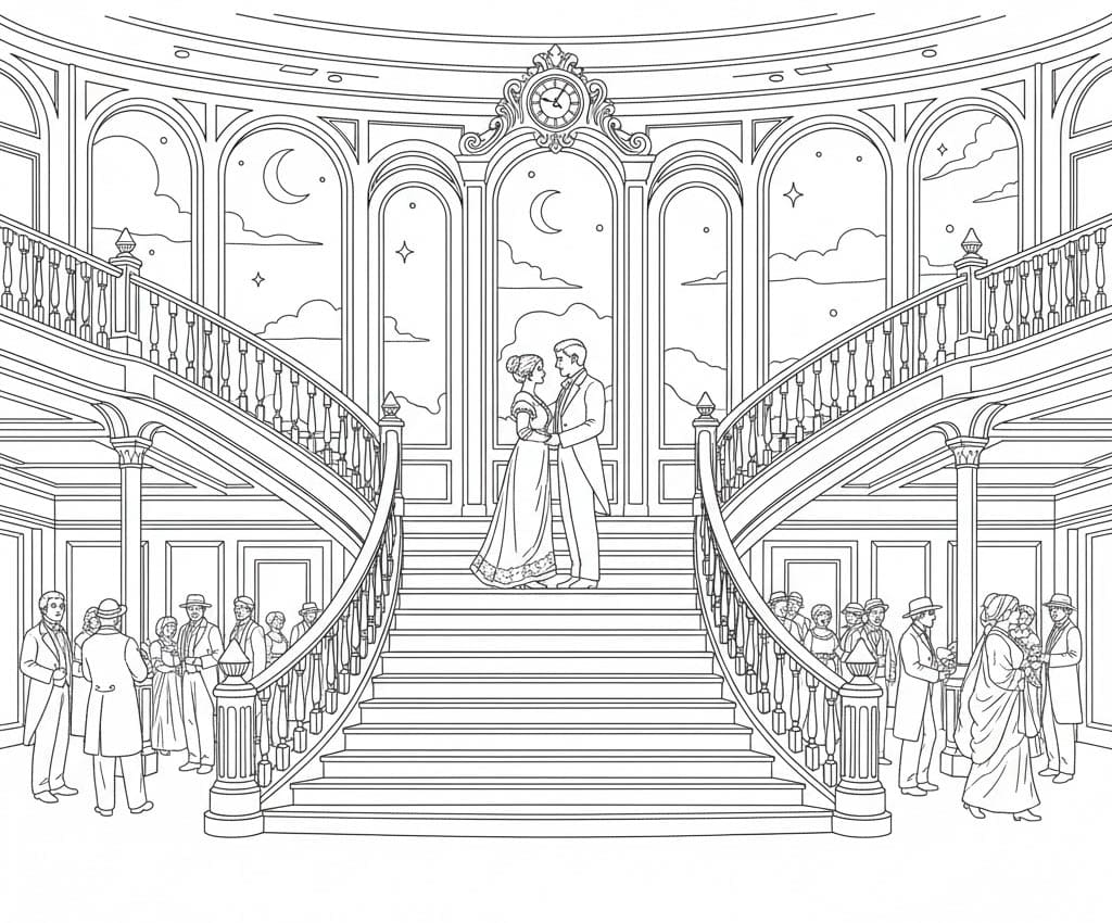 Den store trappe Tegninger til Farvelægning