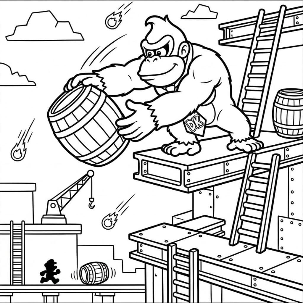 Donkey Kong-afsender Tegninger til Farvelægning