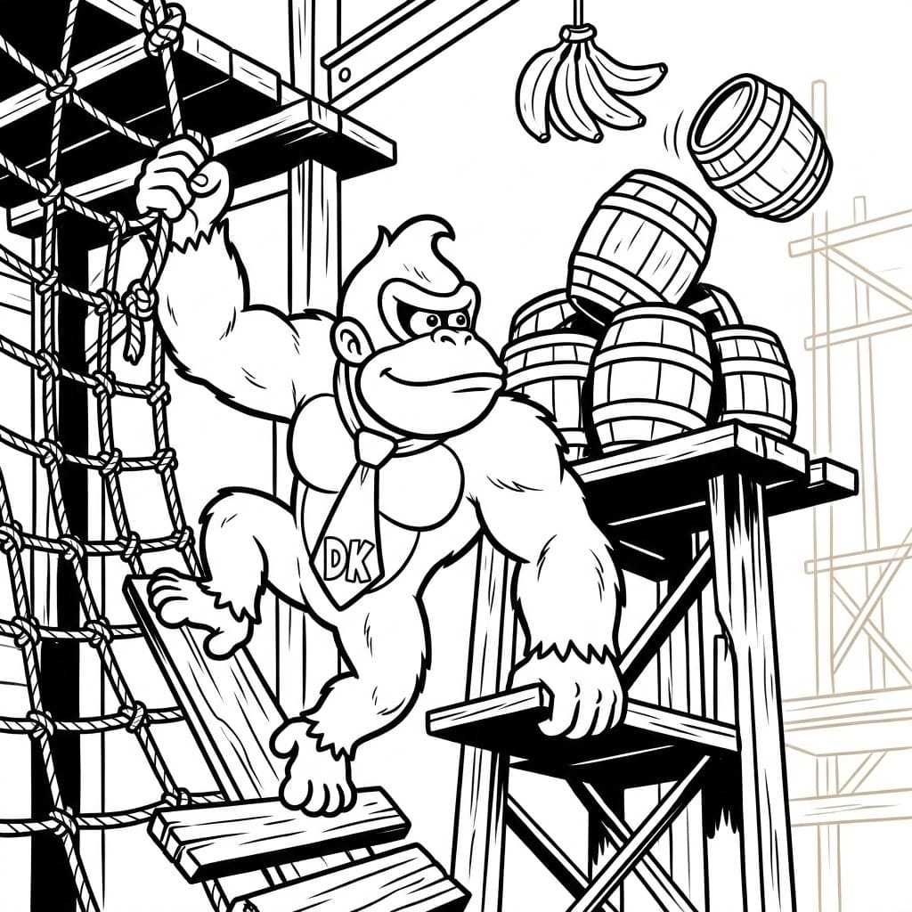 Donkey Kong hårdt Tegninger til Farvelægning