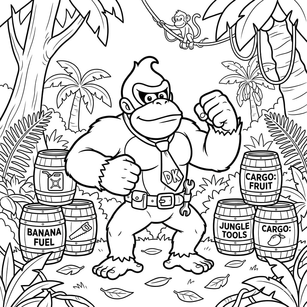 Donkey Kong i skoven Tegninger til Farvelægning