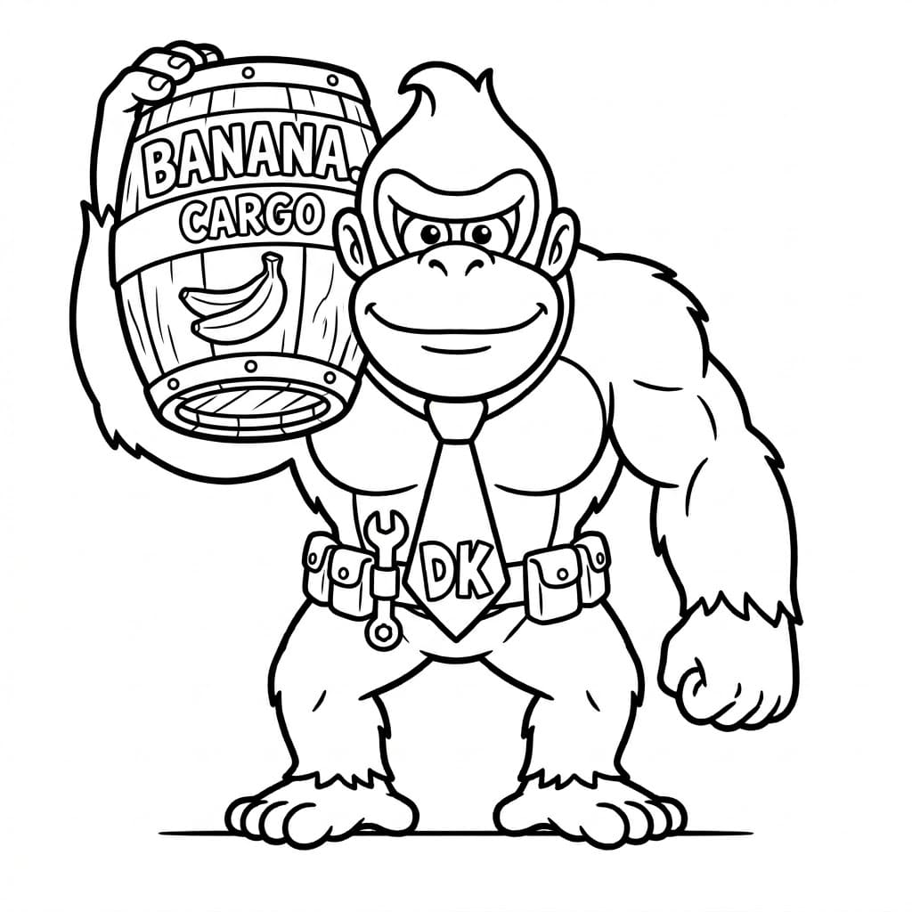 Donkey Kong med bananlast Tegninger til Farvelægning