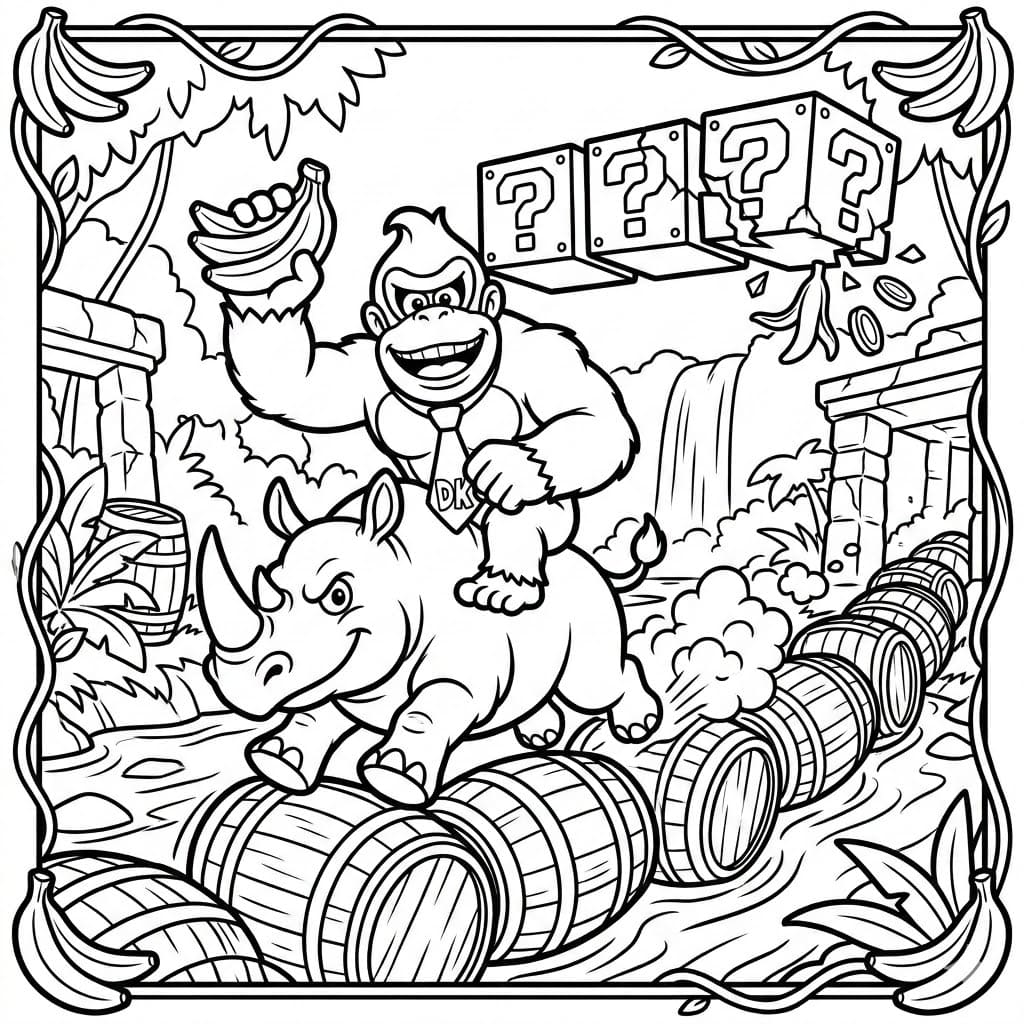 Donkey Kong på næsehorn Tegninger til Farvelægning