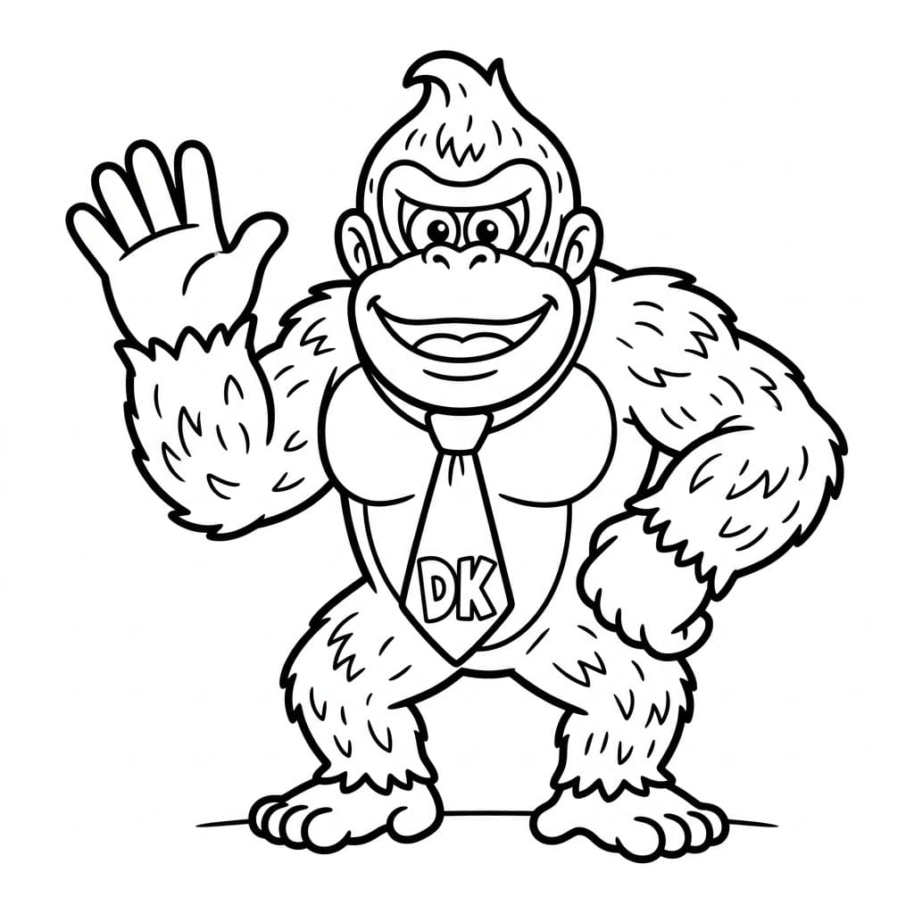 Donkey Kong siger hej Tegninger til Farvelægning