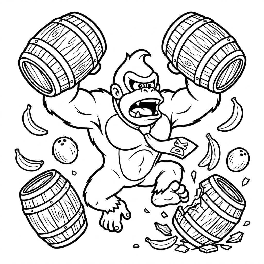 Donkey Kong vred Tegninger til Farvelægning
