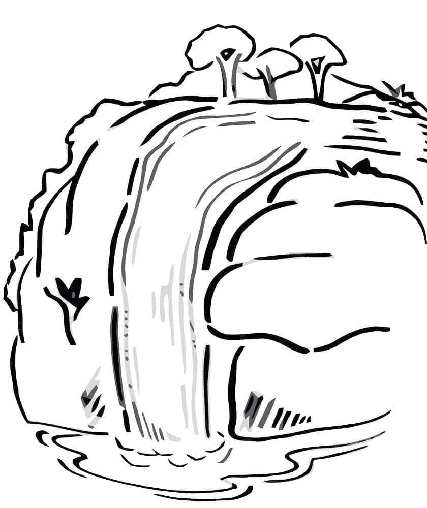 Dybt Skovvandfald Tegninger til Farvelægning