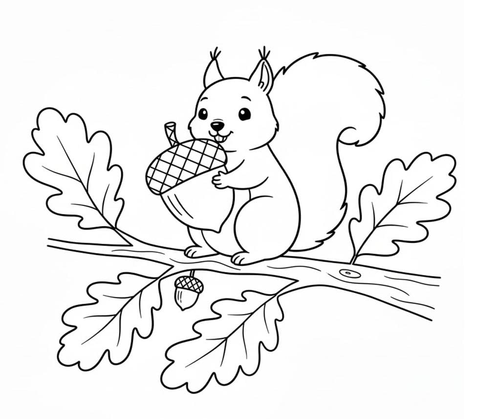 Egern Med Agern gratis Tegninger til Farvelægning